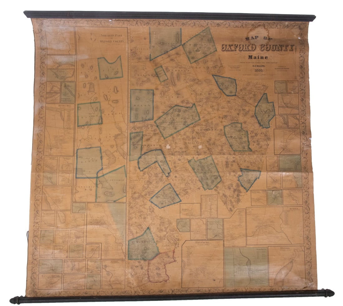 SCHOOLROOM MAP OF OXFORD COUNTY MAINE 1853 (1 of 5)