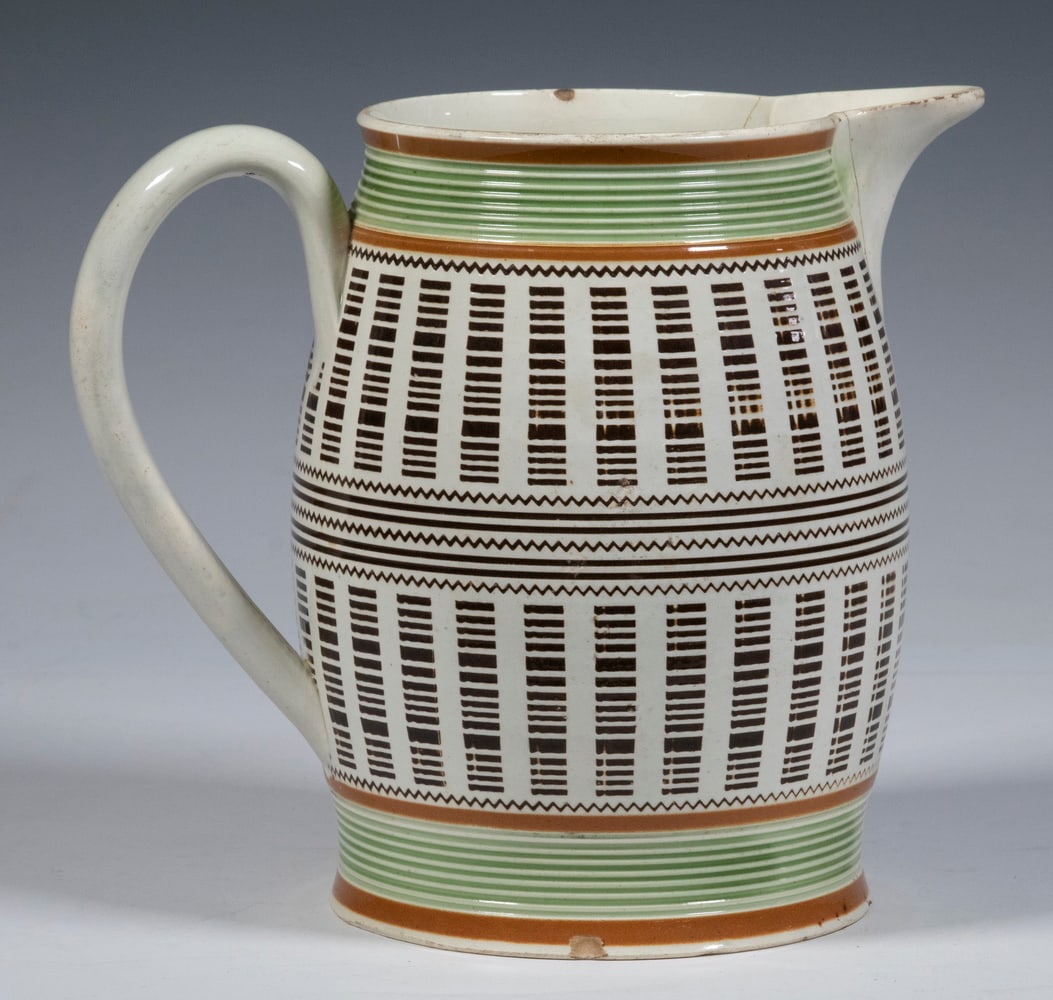 SLIP DECORATED MOCHA WARE PITCHER (1 of 3)