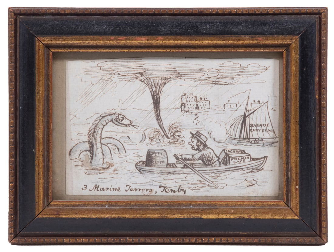 LATE 18TH C. WELSH MINIATURE POLITICAL DRAWING (1 of 2)