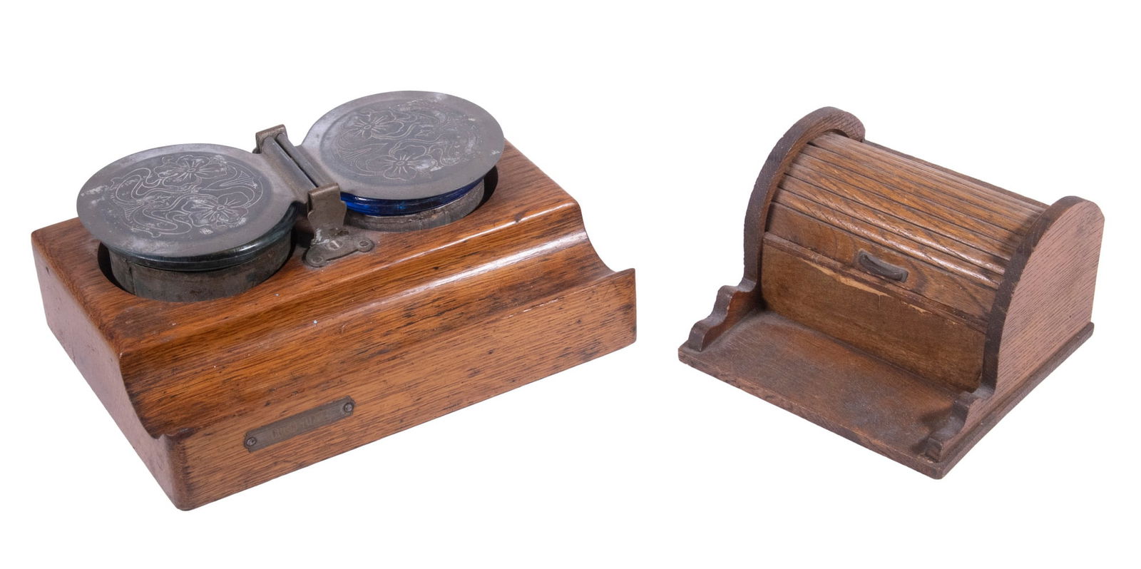 WOOD & PEWTER INKWELLS (1 of 5)