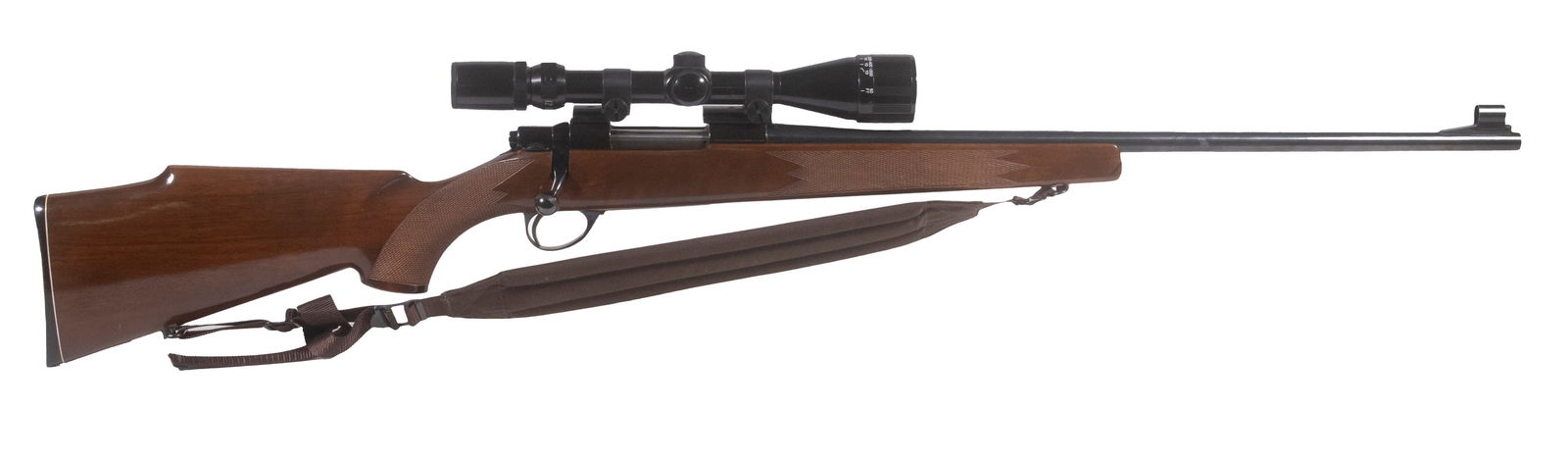 SAKO FORESTER, .22-250: An excellent hunting rifle made by Sako of Finland. The Forester features a deep blue finish to barrel and receiver, mounted in a walnut stock with fine checkering to the grips, sling mounts, and a ra