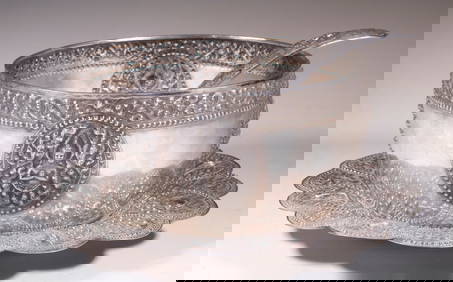 SOUTHEAST ASIAN SILVER PUNCH BOWL, TRAY & LADLE (1 of 7)