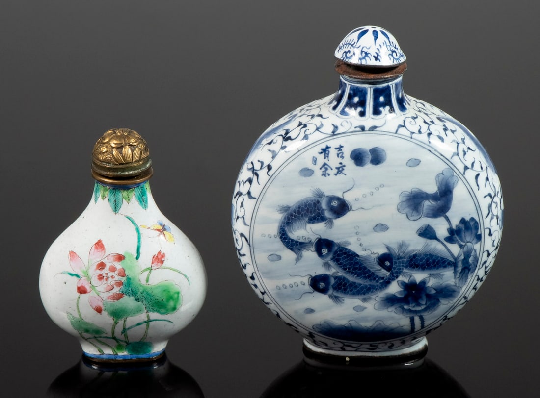 CHINESE ENAMEL ON COPPER SNUFF BOTTLES (1 of 3)