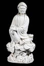 LARGE 19TH C. CHINESE BLANC DE CHINE FIGURE OF BODHIDHARMA ON THE WAVES