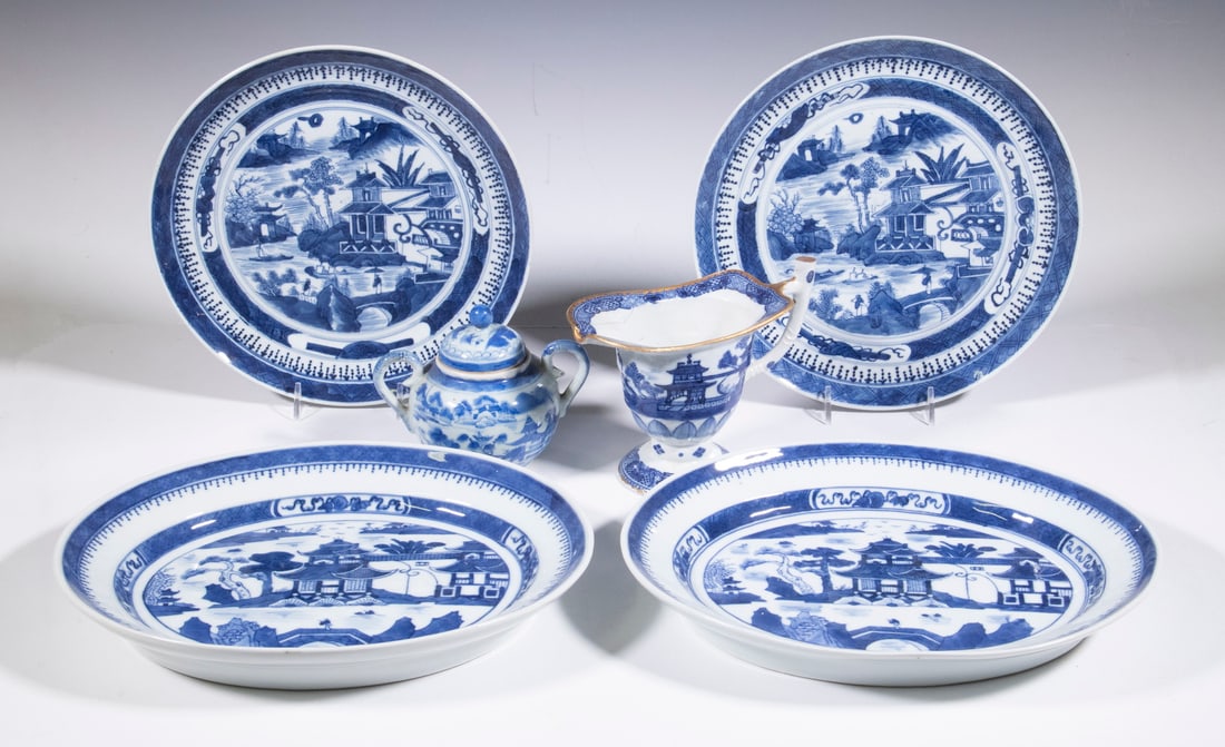 CHINESE BLUE & WHITE CANTON DISHES (1 of 3)