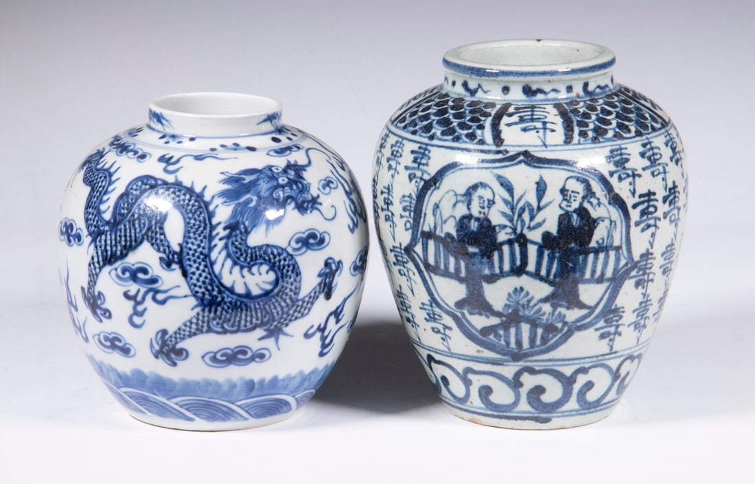 (2) CHINESE BLUE & WHITE VASES (1 of 3)