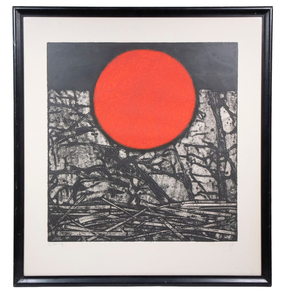 TATIANA SOLL (20TH C. RUSSIA/ITALY): "Orbino Nole", intaglio etching on paper, signed lower right and dated "66, with embossed insgnia, titled and 190/210, in black frame, under glass, OS: 27" x 25", impression: 19 1/2" x 18 1/2".