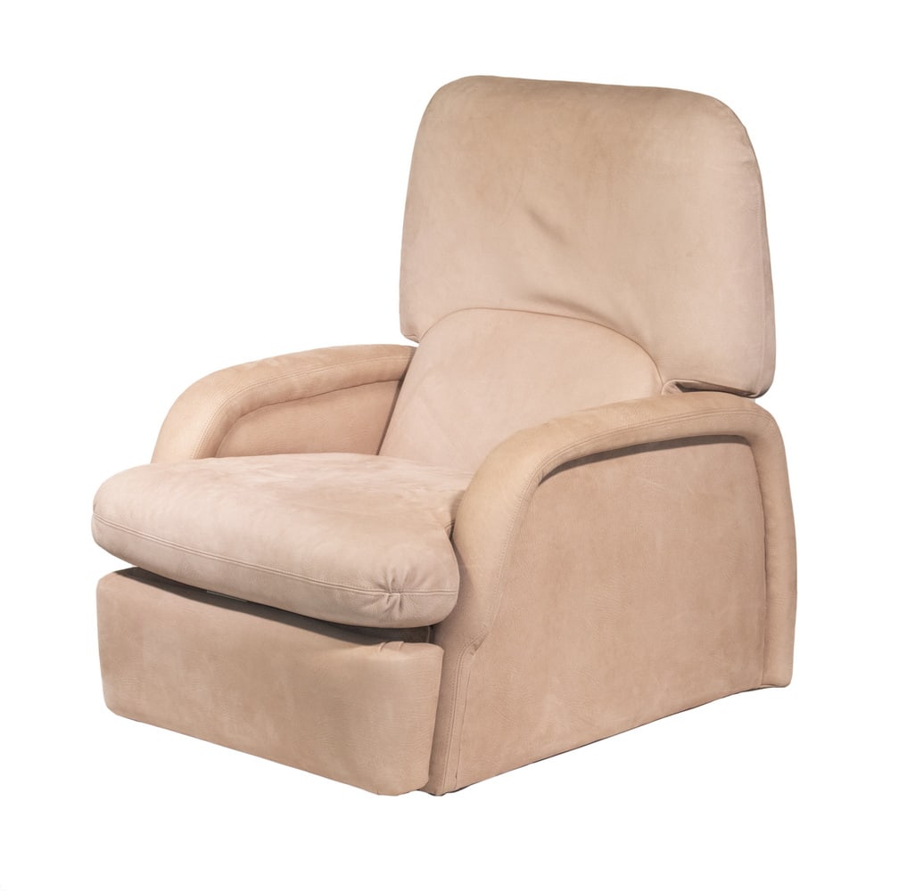 A RECLINING CHAIR BY THAYER-COGGIN, INC. IN SUEDE LEATHER (1 of 4)