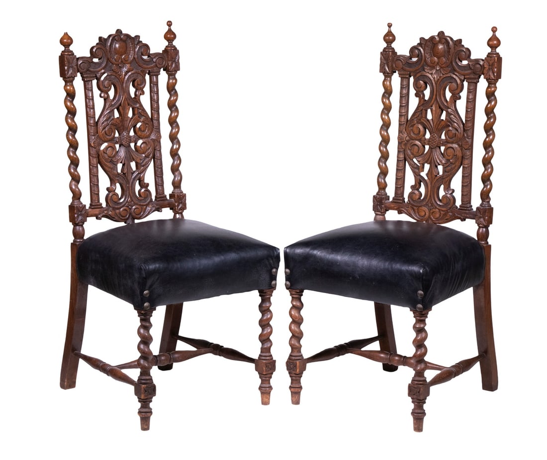 PR OAK BARLEY TWIST CARVED SIDE CHAIRS (1 of 4)