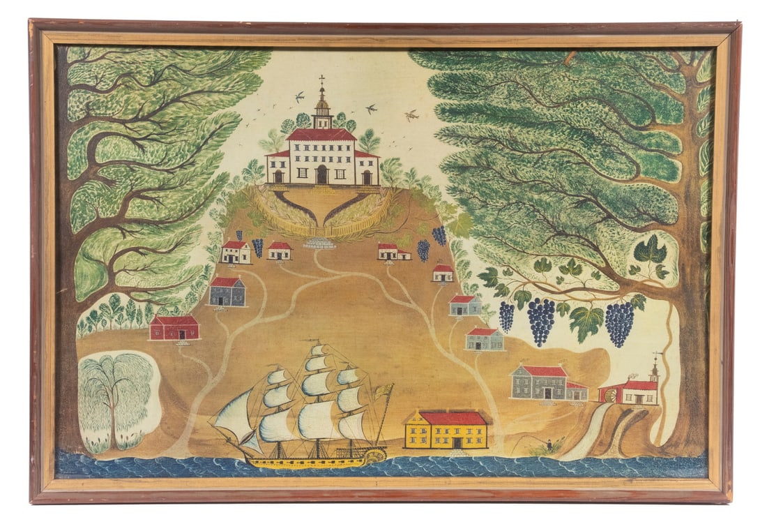 COLLOTYPE PRINT OF FANTASTIC AMERICAN EARLY 19TH C. FOLK ART PAINTING (1 of 3)