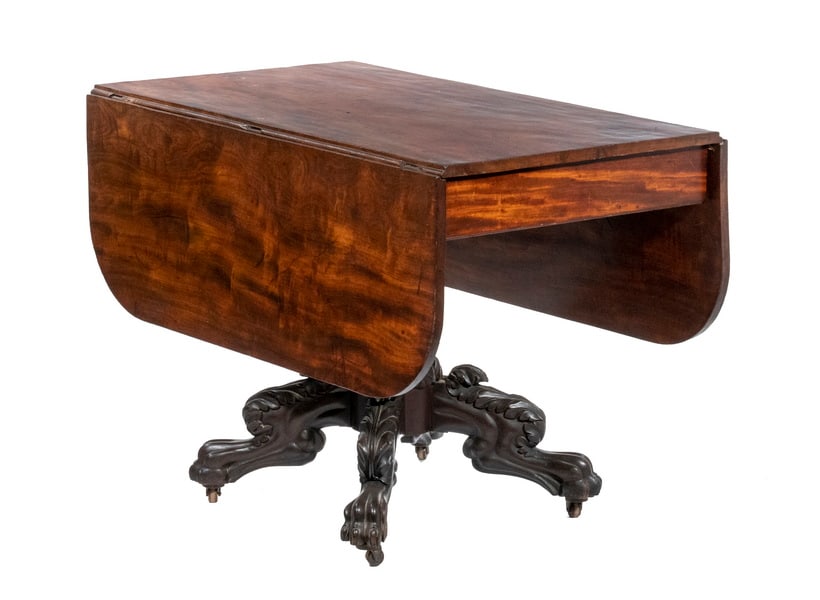 AMERICAN FEDERAL PERIOD PAW FOOT DROP LEAF DINING TABLE (1 of 5)