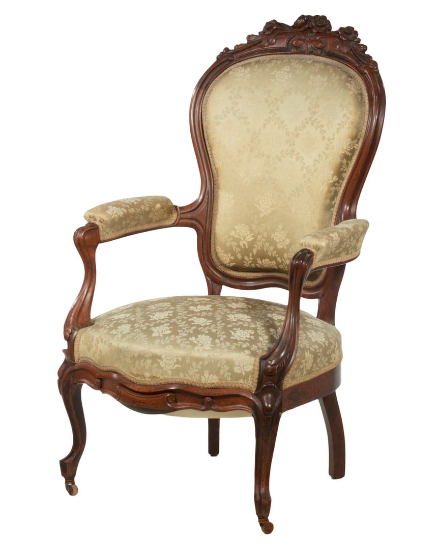 WALNUT CARVED VICTORIAN ARMCHAIR (1 of 5)