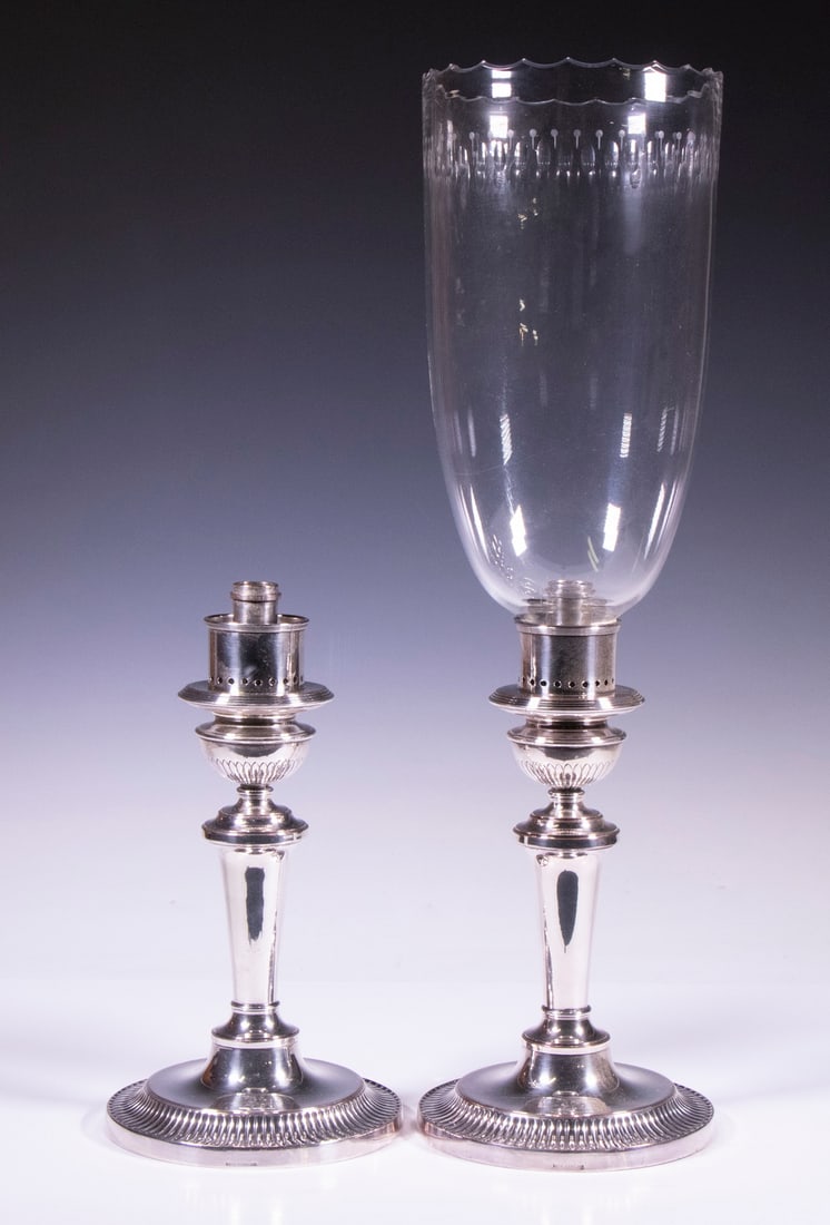 PR ENGLISH SILVER ON COPPER HURRICANE CANDLE HOLDERS (1 of 4)