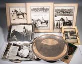 COLLECTION OF HORSE RACING PHOTOS, MEMORABILIA & PRESENTATION TRAYS OF 1940"S TRAINER PHIL BIEBER