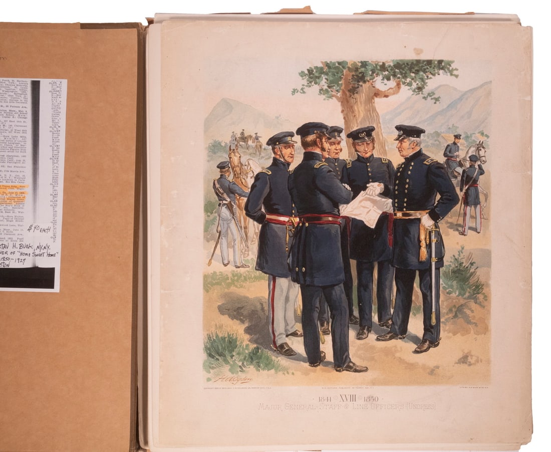 PARTIAL FOLIO OF US ARMY UNFORM PRINTS, 1775-1906, COLOR LITHOS (1 of 5)