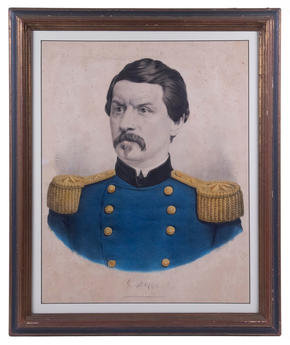FRAMED CURRIER & IVES PRINT OF GEN. GEORGE MCCLELLAN (1 of 3)