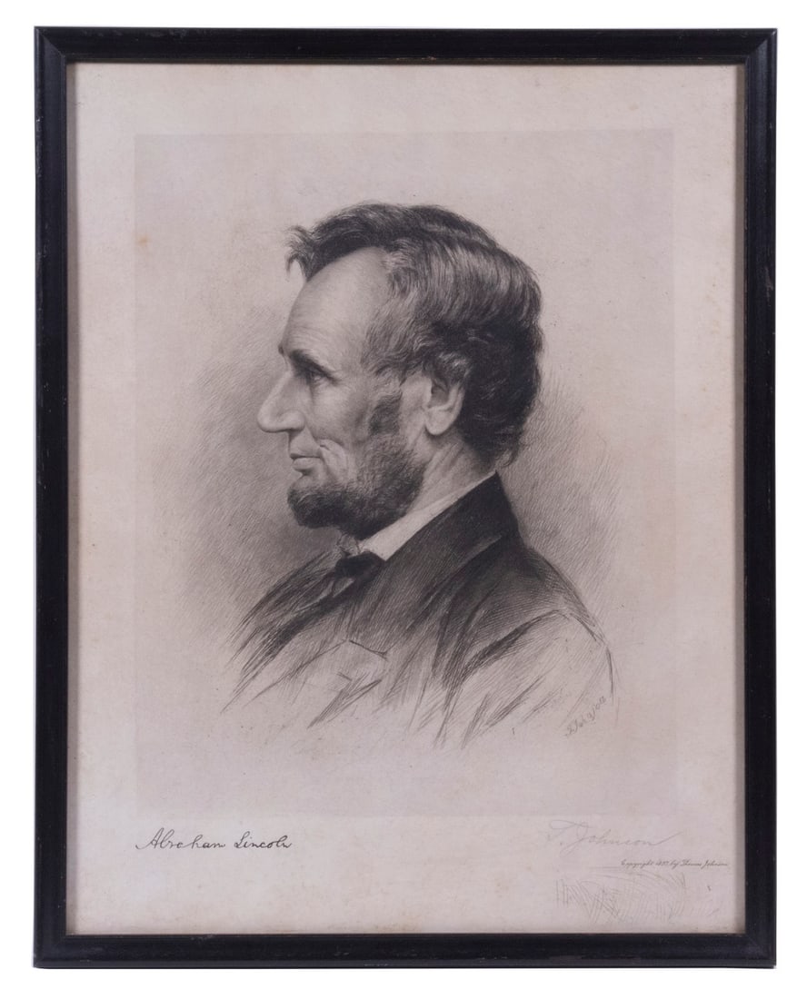 LINCOLN PROFILE PORTRAIT, FACING LEFT, BY THOMAS JOHNSON, 1892 (1 of 4)
