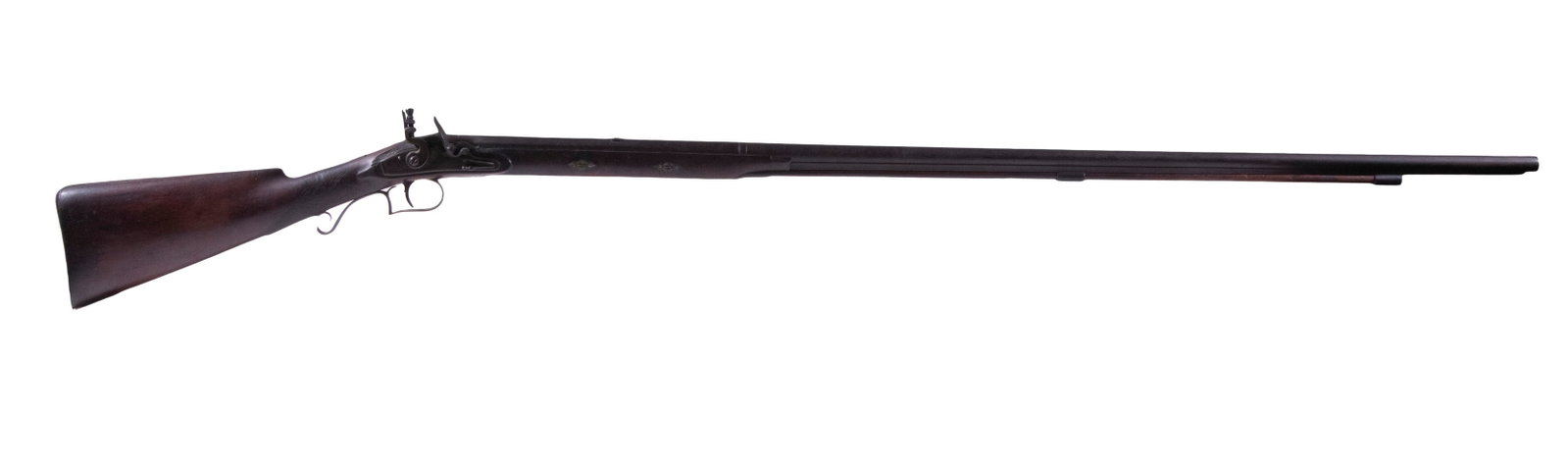 FLINTLOCK BIRD GUN, 20 BORE: A smoothbore flintlock, likely of British origin. The firearm features a long octagonal to round barrel with fixed front and rear sights mounted in walnut furniture with fine checkering to the grip. T