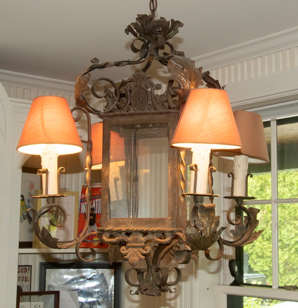 FRENCH IRON FOUR-LIGHT CHANDELIER (1 of 1)