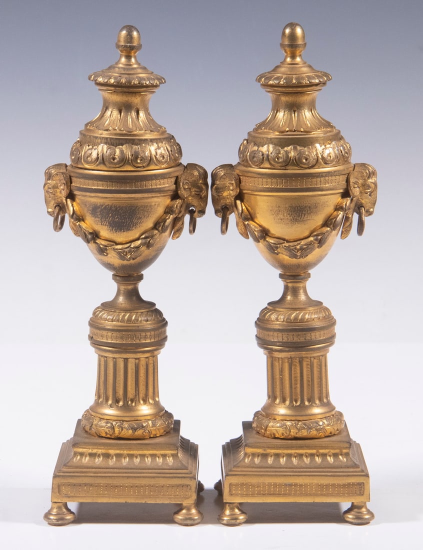 PR FRENCH GILT BRONZE CASSOLETTES - CANDLE HOLDERS (1 of 3)