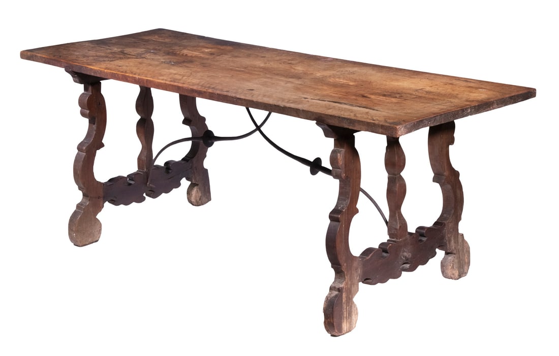 SPANISH BAROQUE WALNUT TRESTLE TABLE (1 of 6)
