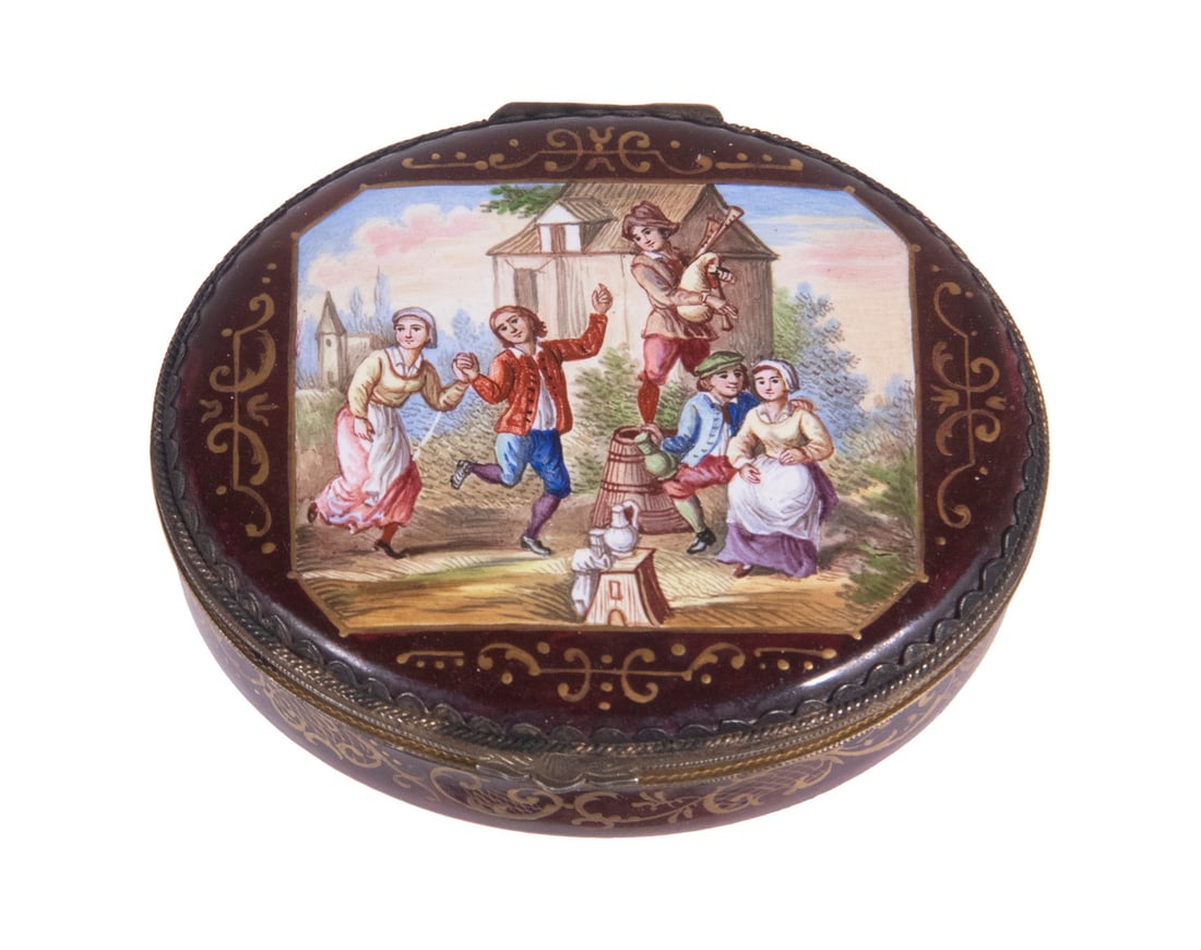 AUSTRIAN ENAMEL & GILT SILVER BOX (1 of 5)