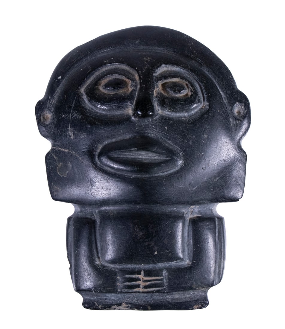 PRECOLUMBIAN BLACK STONE EFFIGY (1 of 3)