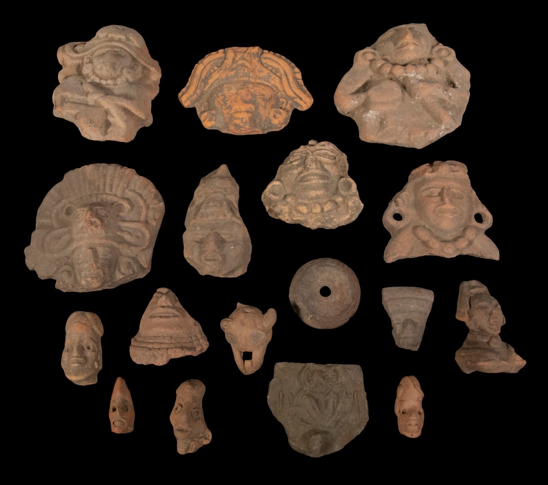 COLLECTION OF (17) ANCIENT MAYAN / AZTEC POTTERY FRAGMENTS, TERRA COTTA (1 of 6)
