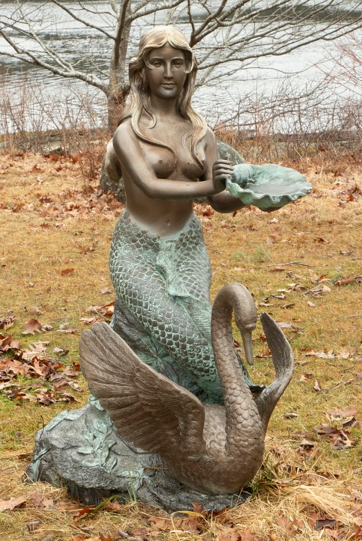 BRONZE MERMAID & SWAN FOUNTAIN (1 of 5)
