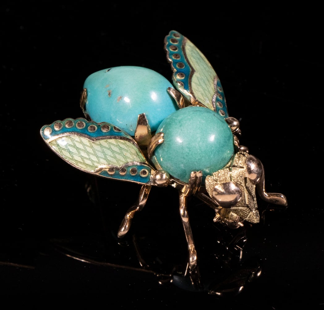 VINTAGE HANDMADE 18K GOLD BUMBLEBEE FORM BROOCH (1 of 4)