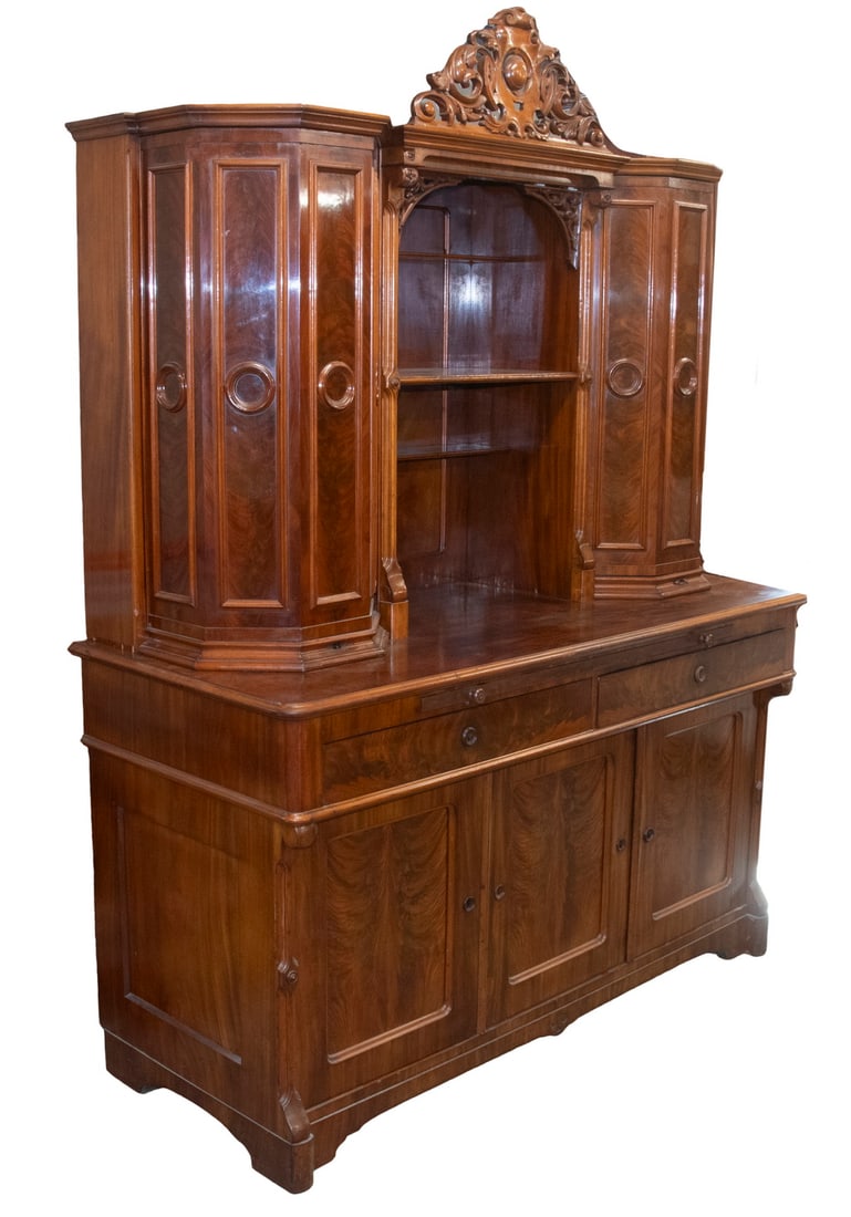 19TH C. FIGURED MAHOGANY CABINET (1 of 7)