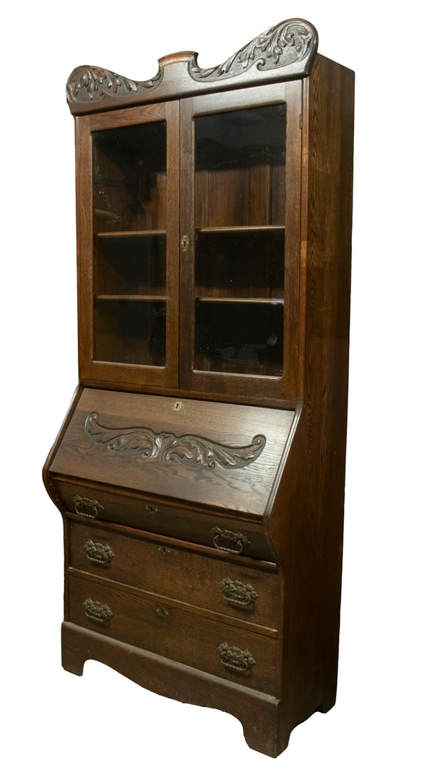 DARK OAK SEARS & ROEBUCK SLANT FRONT SECRETARY (1 of 3)
