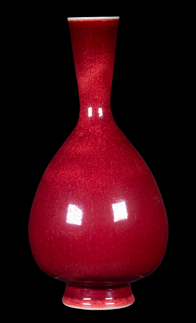 BROTHER THOMAS BEZANSON (CANADA/VT, 1929-2007): Baluster Form Porcelain Vase, with dark copper red glaze, ca. 1970s, signed on base with artist's cipher and "Benedictine Monks", Weston, Vermont", crafted while Brother Thomas was a member of the Wes