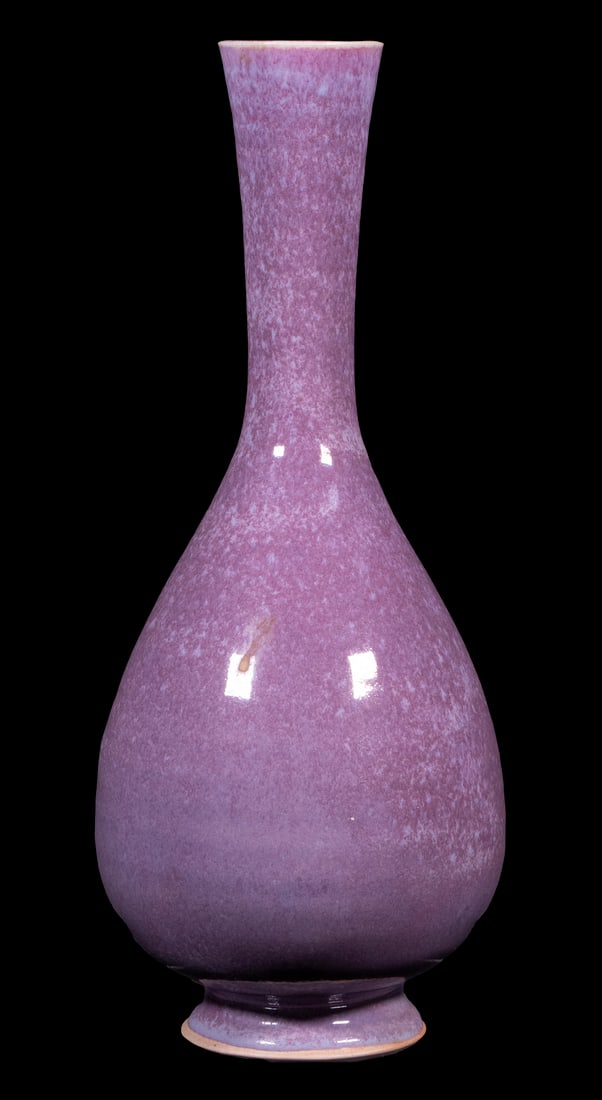 BROTHER THOMAS BEZANSON (CANADA/VT, 1929-2007): Baluster Form Porcelain Vase, with copper purple glaze, signed on base with artist's cipher and "Benedictine Monks", Weston, Vermont", crafted while Brother Thomas was a member of the Weston Priory mo