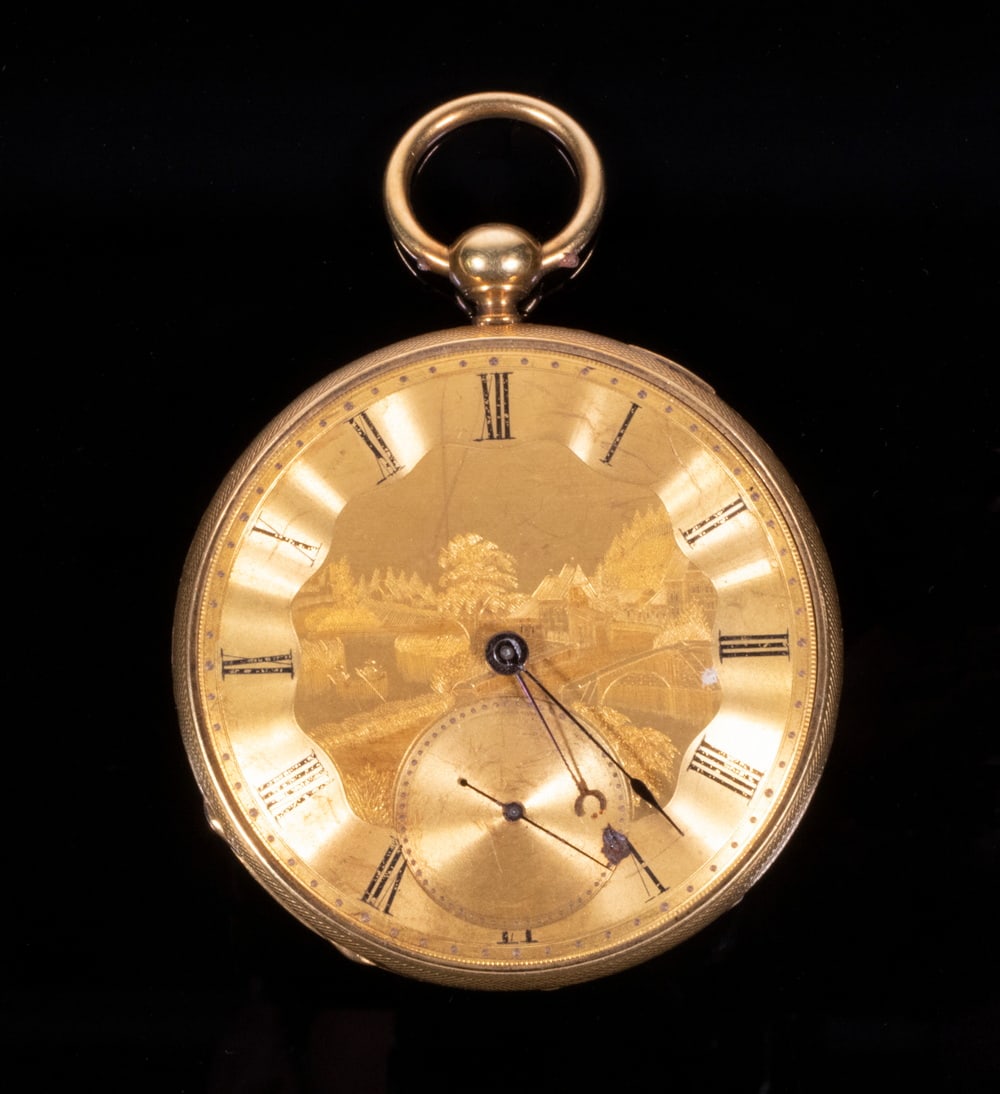 18K GOLD OPEN FACE F. GIRAUD GENEVA POCKETWATCH (1 of 2)