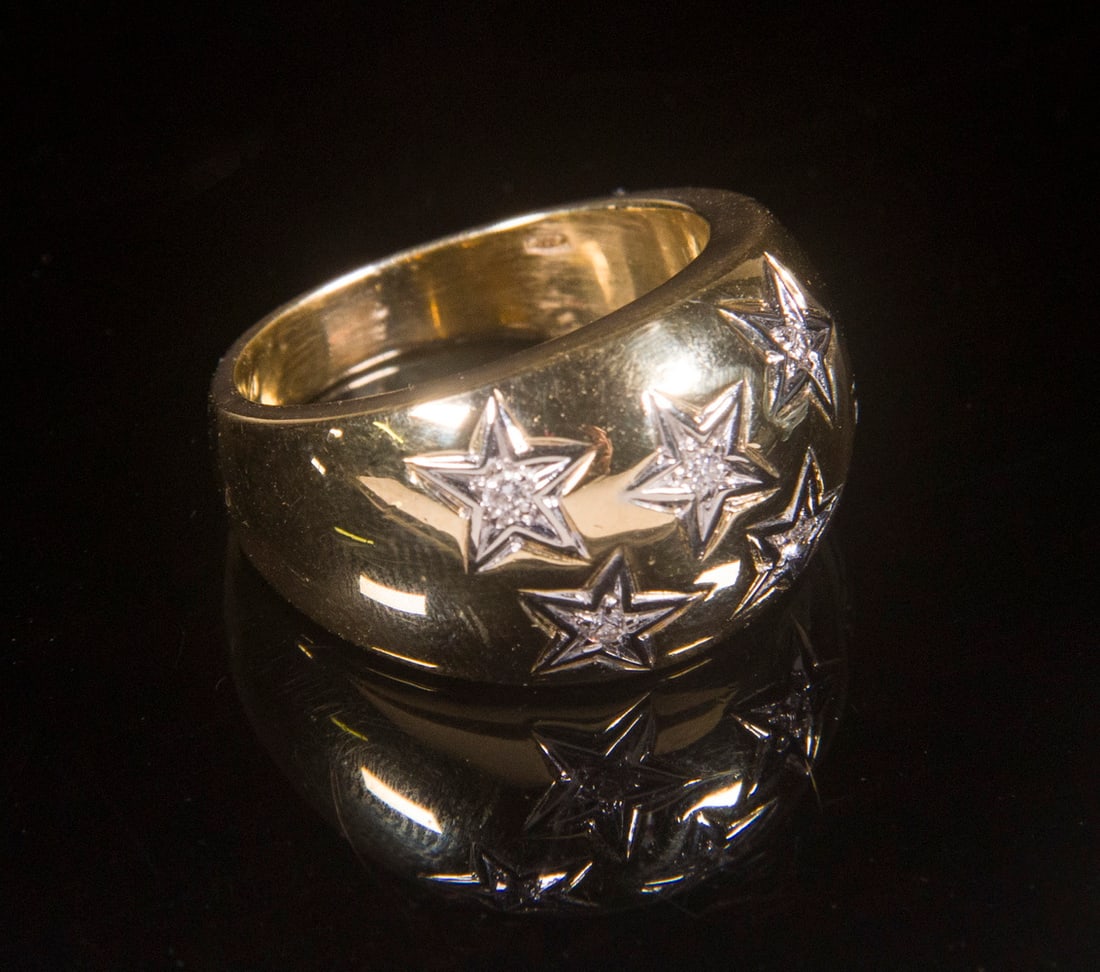 LADIES GOLD & DIAMOND DOME RING (1 of 2)