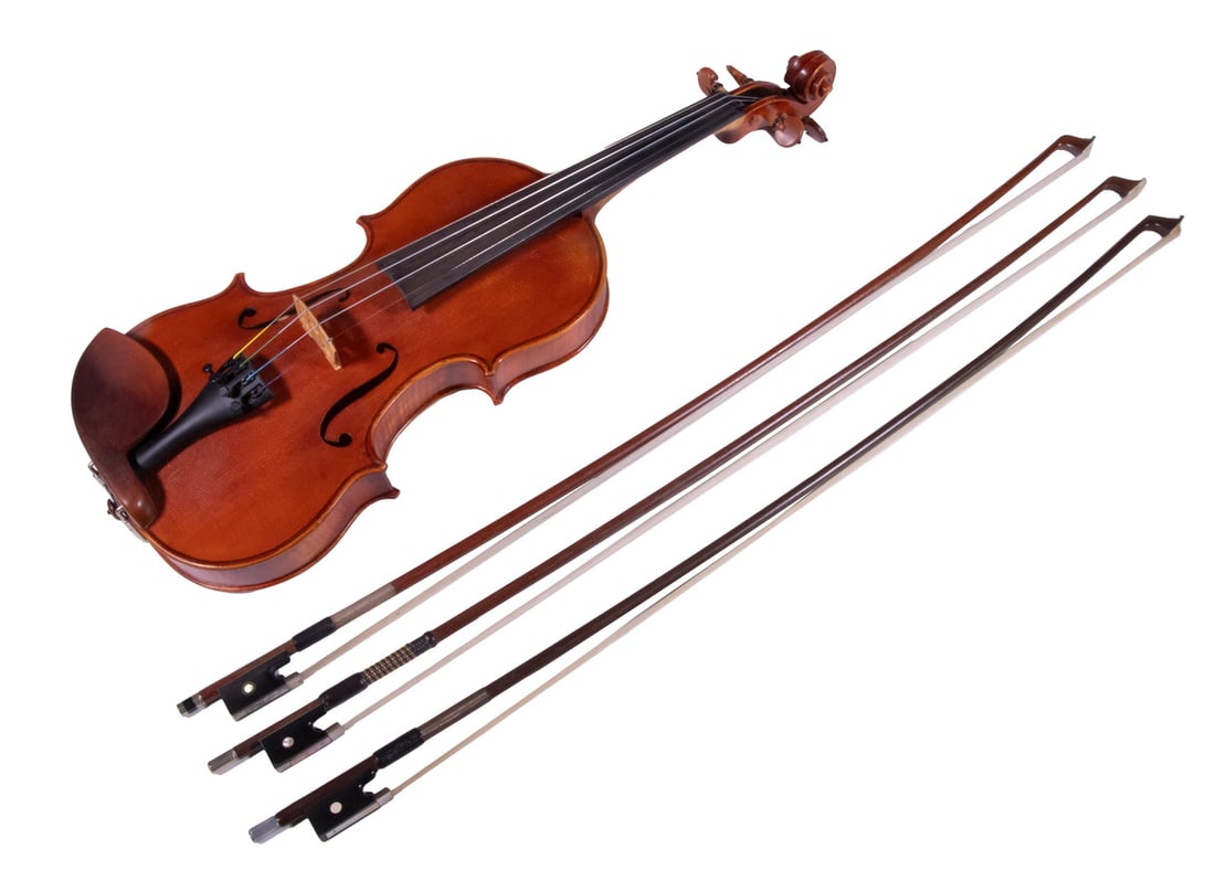 HARRY RICHTER VIOLIN: Handcrafted Violin by Harry Richter of Somerset Violins, Waterville, ME, dated 2011; no. 37, bearing the maker's label. With three bows, one by Glasser, plus other accessories including a Korg TM-50 t