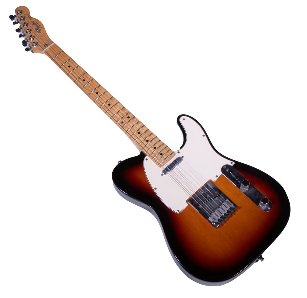 FENDER AMERICAN STANDARD TELECASTER ELECTRIC GUITAR: s/n E902139, 1989. Sunburst finish, Maple neck with gig bag.