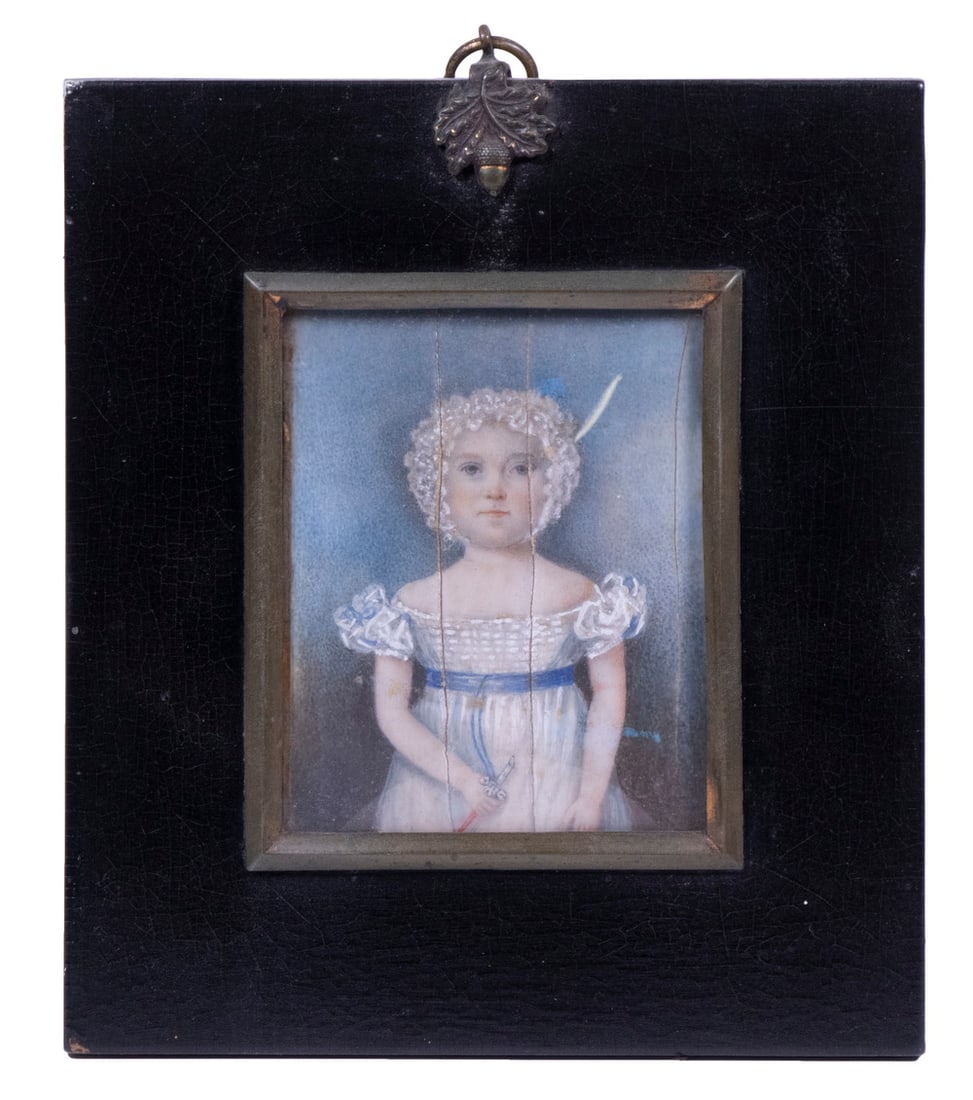 18TH C. MINIATURE PORTRAIT OF A GIRL (1 of 2)