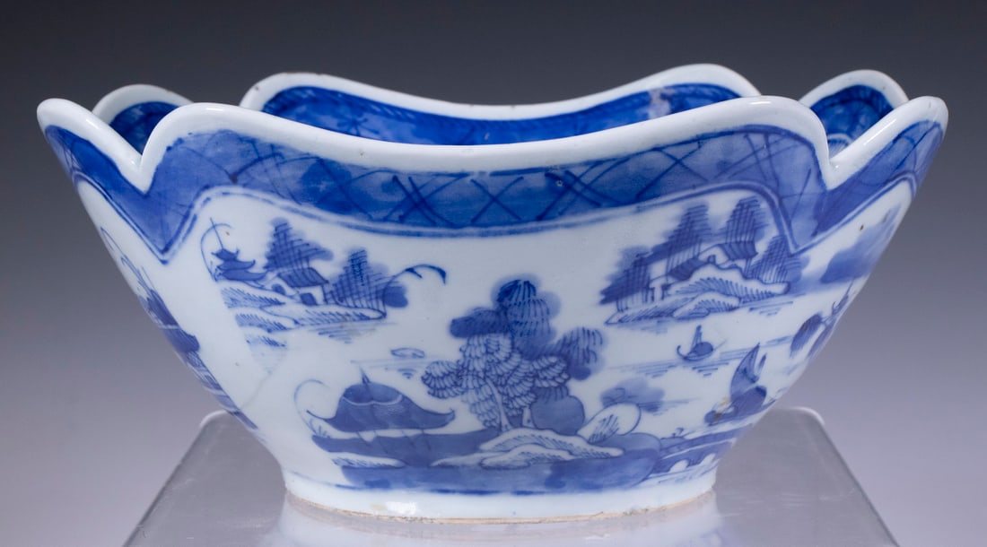 CHINESE BLUE & WHITE CANTON BOWL (1 of 3)