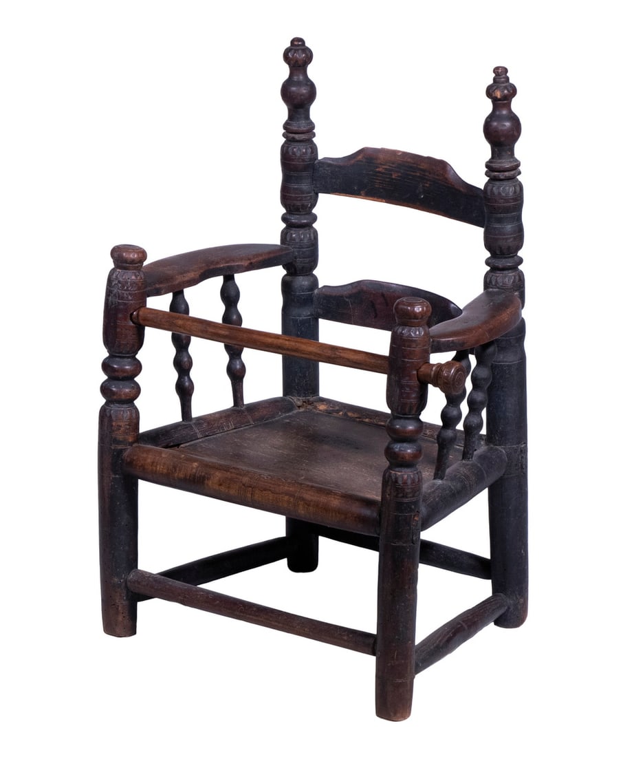 RARE 17TH C. CHILD'S TURNED ARMCHAIR (1 of 4)