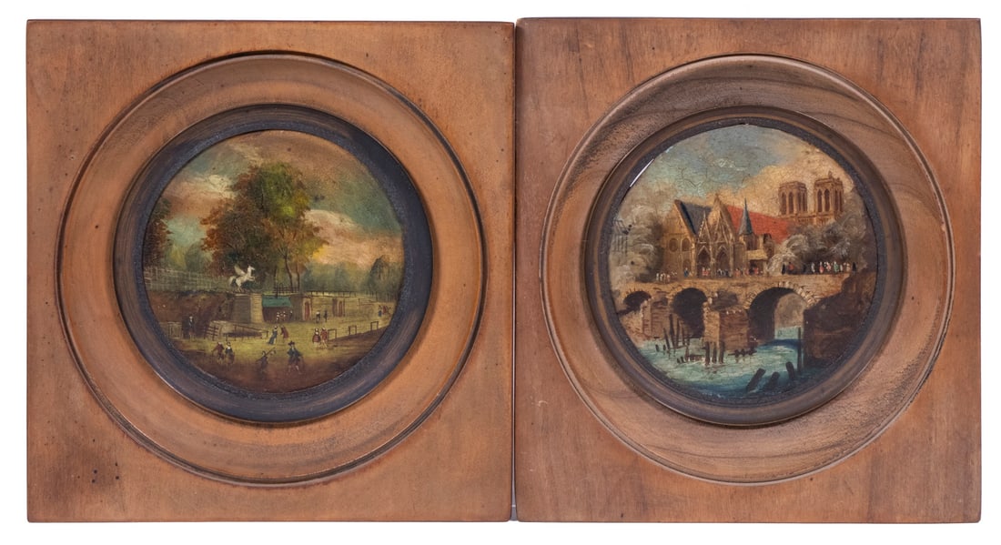 (2) EARLY 18TH C. FRENCH MINIATURE OIL PAINTINGS (1 of 6)