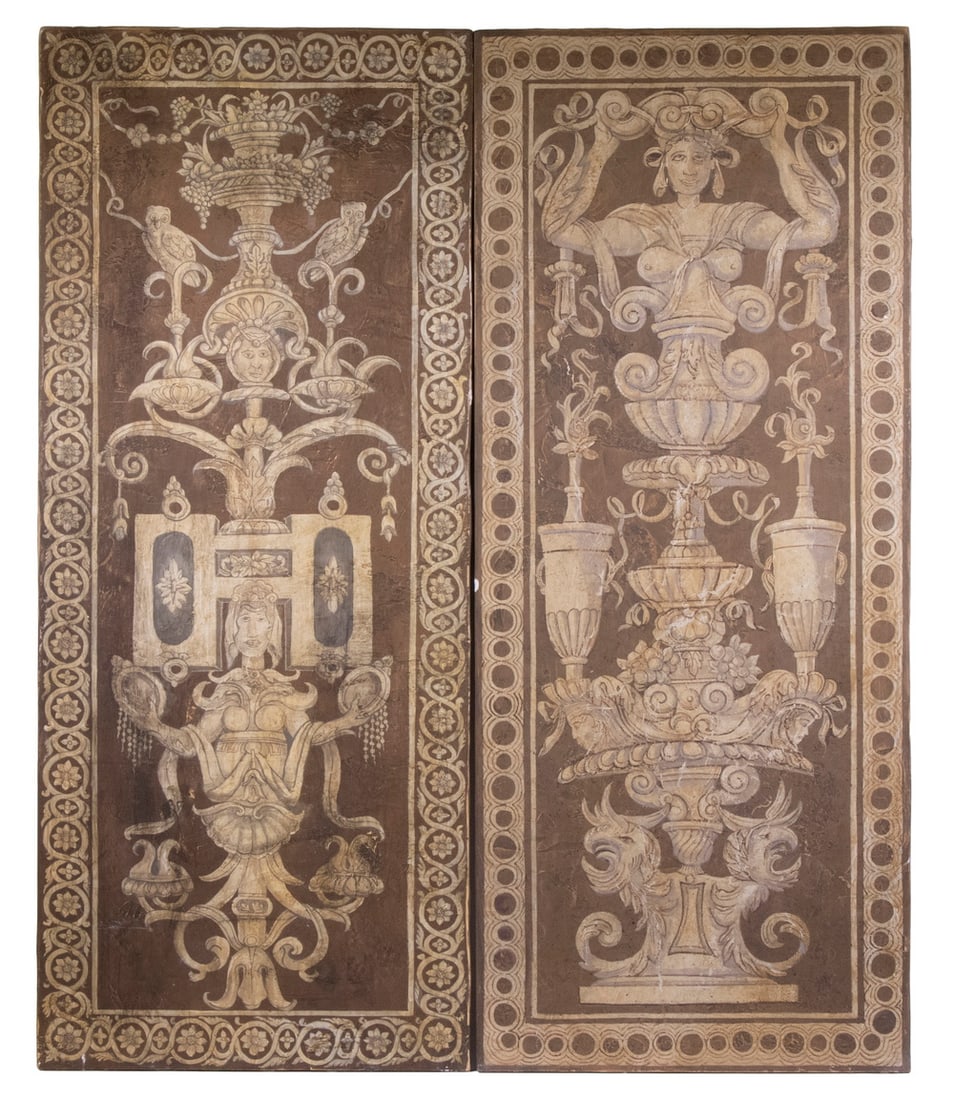 PAIR OF ITALIAN RENAISSANCE STYLE PAINTED PANELS (1 of 3)