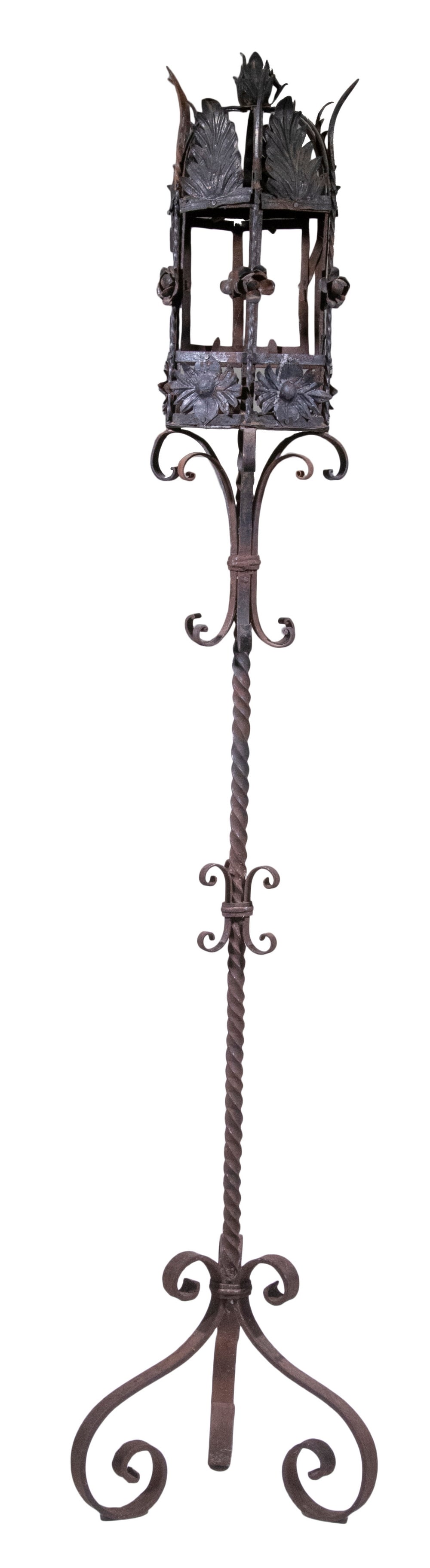 18TH C. ITALIAN IRON CANDLE TORCHIERE (1 of 2)