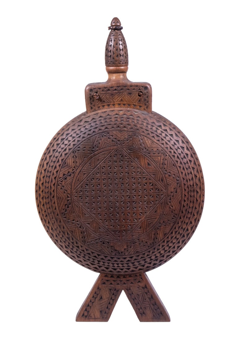HAND CARVED WOODEN FLASK (1 of 3)