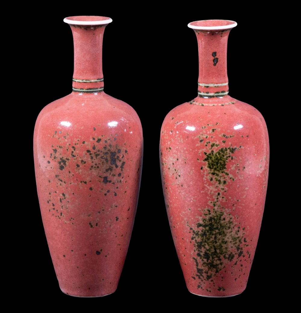 PR CHINESE PEACHBLOOM GLAZED LAIFU ZUN VASES (1 of 4)