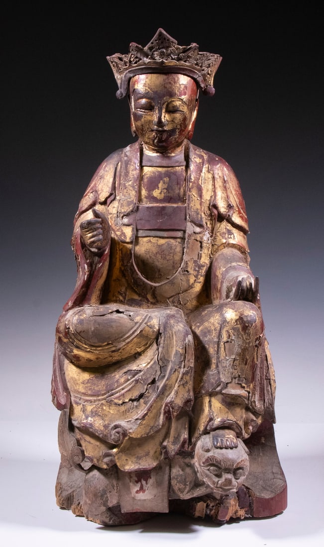 17TH - 18TH C. TIBETAN BUDDHA WOOD SCULPTURE (1 of 7)