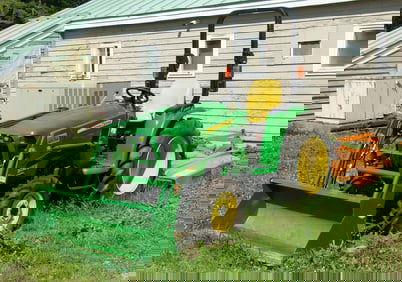 JOHN DEERE MDL. 3038E TRACTOR W/ LOADER & BUSH CUTTER