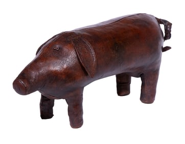 OMERSA LEATHER PIG FOOTSTOOL