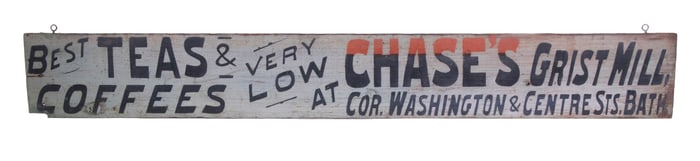 BATH, ME HANDPAINTED GROCER'S ADVERTISING SIGN